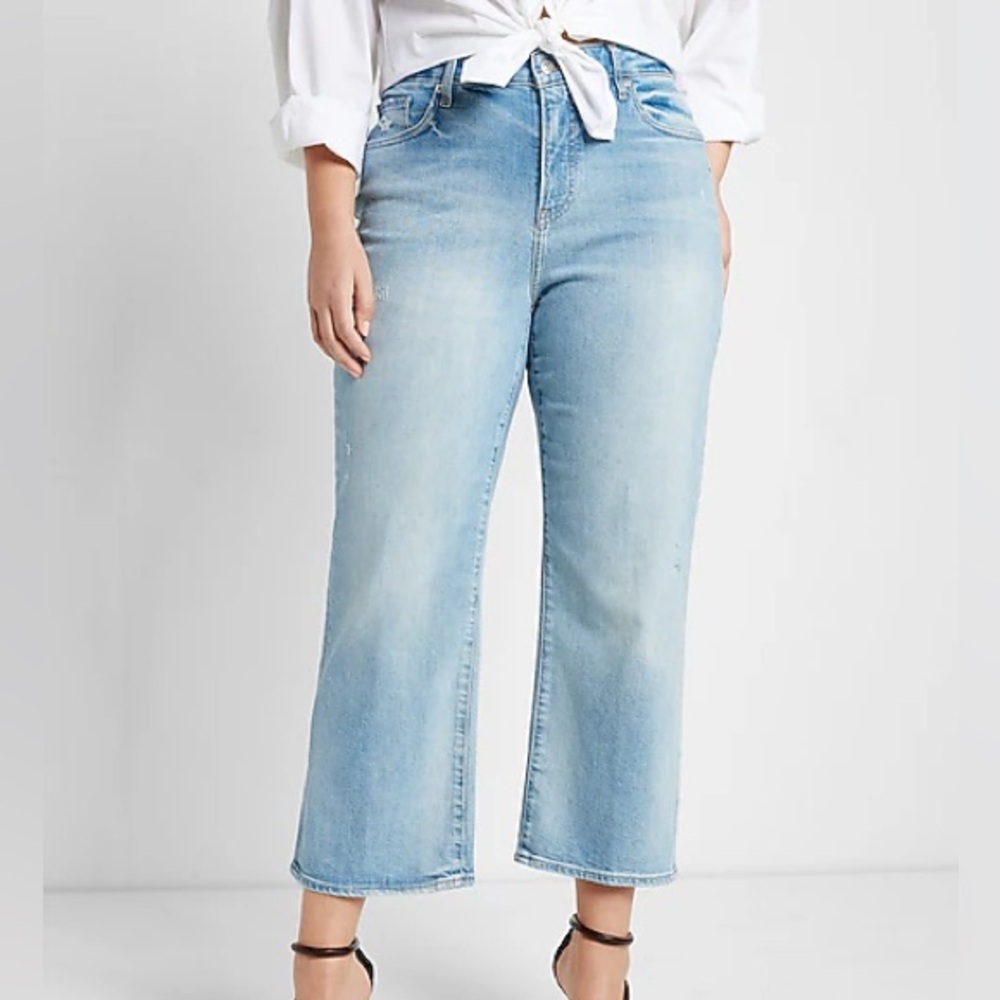 Express Light Blue 90’s Ankle Boot Mid Rise Jeans
